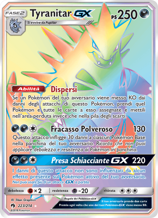Tyranitar GX, carta 223 di Tuoni Perduti