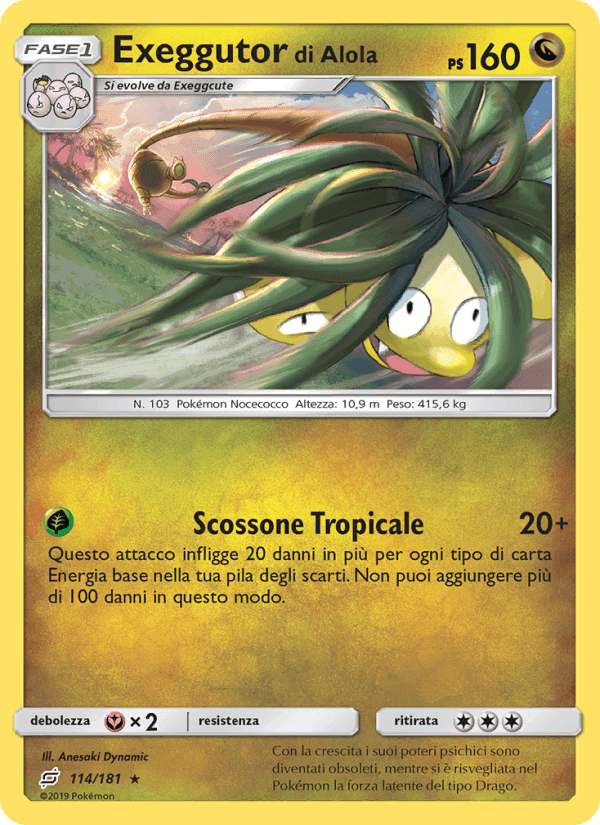 Exeggutor di Alola, carta 114 di Gioco di Squadra