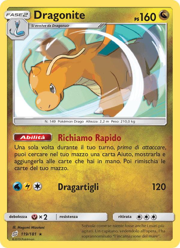 Dragonite, carta 119 di Gioco di Squadra