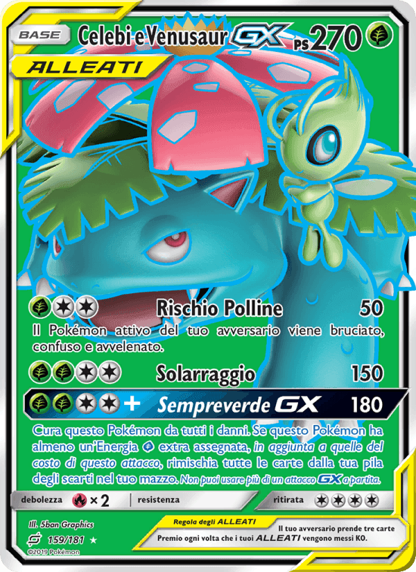 Celebi e Venusaur GX, carta 159 di Gioco di Squadra