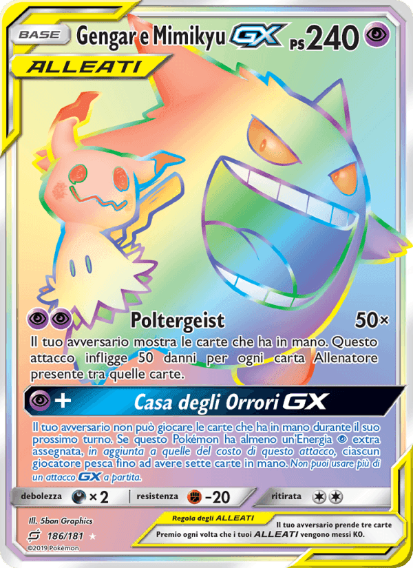 Gengar e Mimikyu GX, carta 186 di Gioco di Squadra