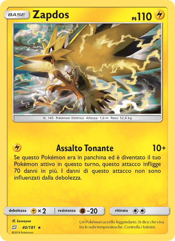 Zapdos, carta 40 di Gioco di Squadra