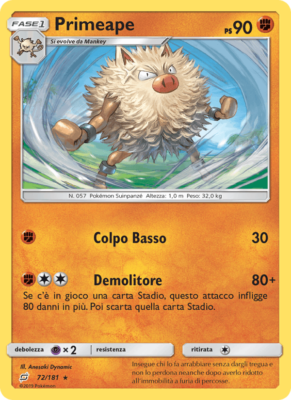 Primeape, carta 72 di Gioco di Squadra
