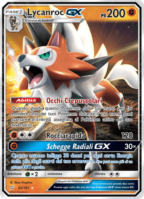 Lycanroc GX, carta 82 di Gioco di Squadra