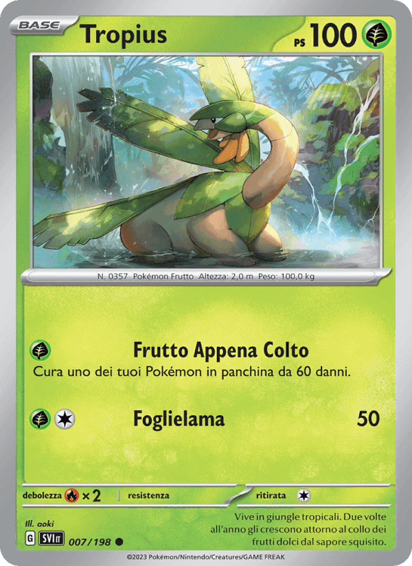 Tropius, carta 007 di Scarlatto e Violetto