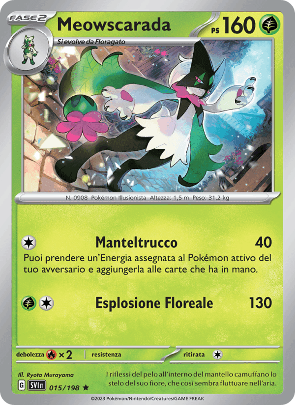 Meowscarada, carta 015 di Scarlatto e Violetto