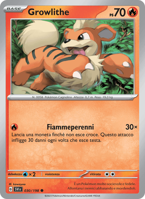 Growlithe, card 030 from Scarlatto e Violetto