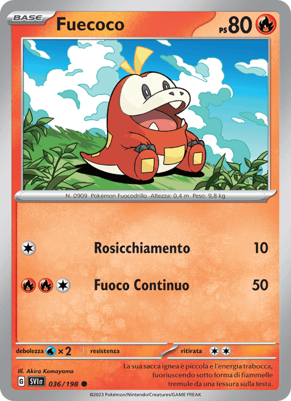 Fuecoco, carta 036 di Scarlatto e Violetto