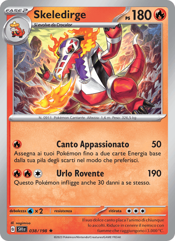 Skeledirge, carta 038 di Scarlatto e Violetto