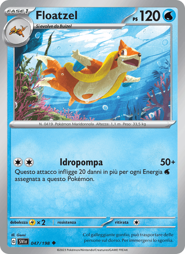 Floatzel, carta 047 de Scarlatto e Violetto