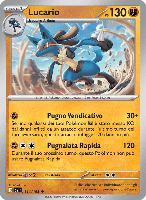 Lucario, carte 114 de Scarlatto e Violetto