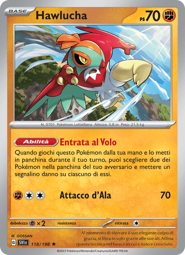 Hawlucha, carta 118 di Scarlatto e Violetto