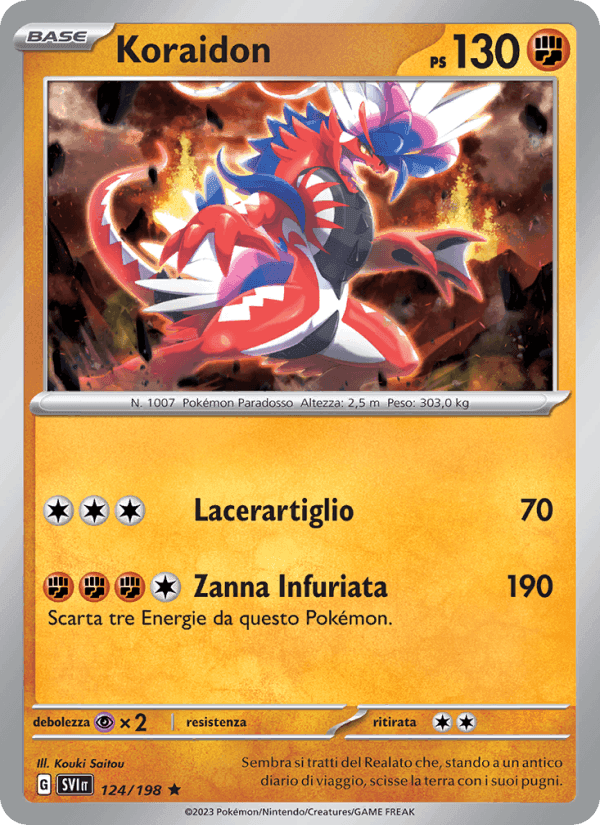 Koraidon, carta 124 di Scarlatto e Violetto