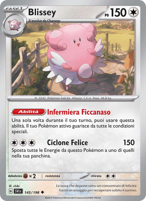 Blissey, carta 145 di Scarlatto e Violetto