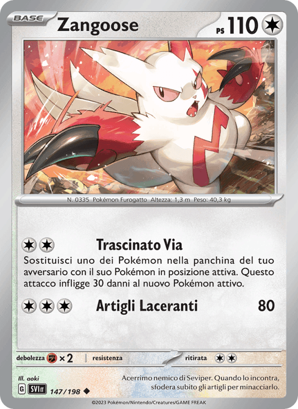 Zangoose, carta 147 di Scarlatto e Violetto