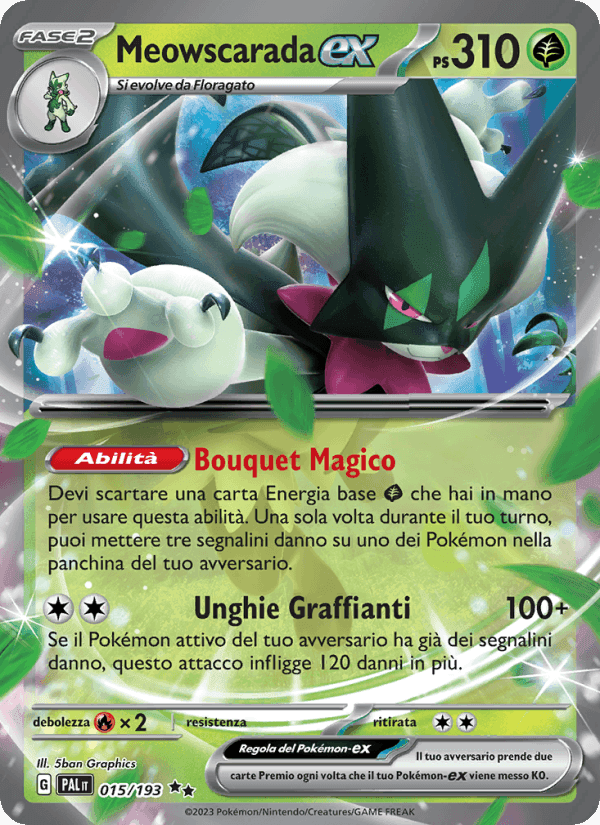 Meowscarada-ex, carta 015 di Evoluzioni a Paldea