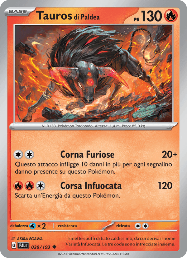 Tauros di Paldea, carta 028 di Evoluzioni a Paldea