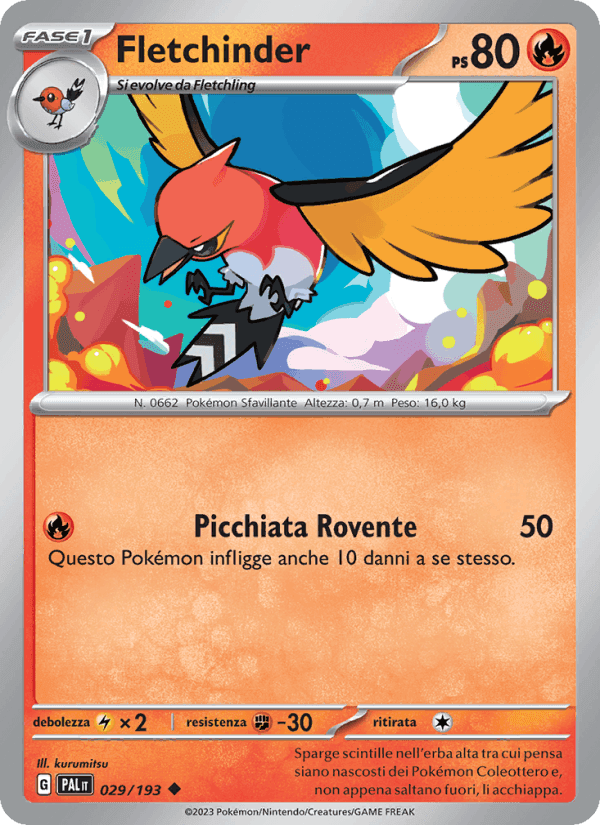 Fletchinder, card 029 from Evoluzioni a Paldea
