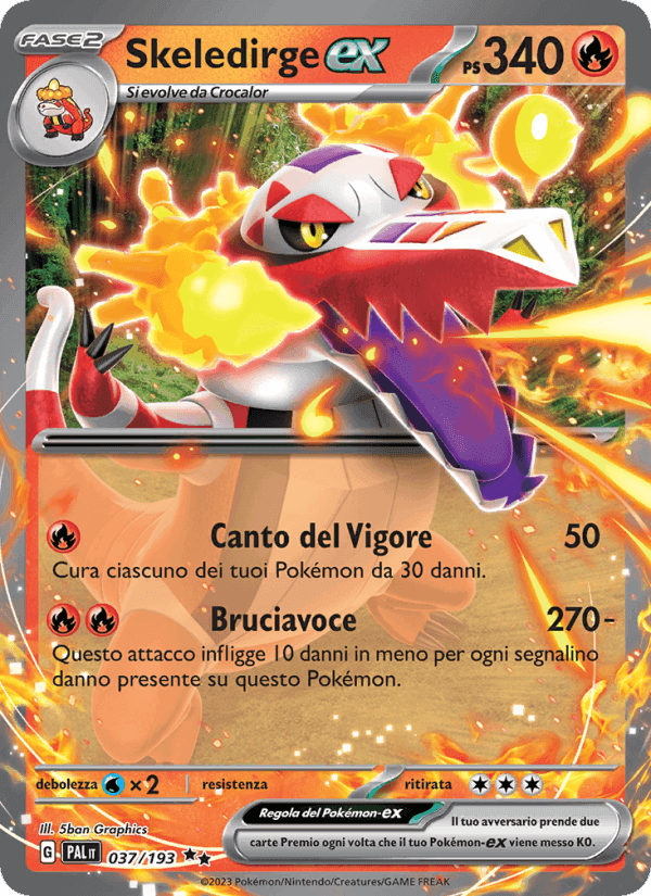 Skeledirge-ex, carta 037 di Evoluzioni a Paldea
