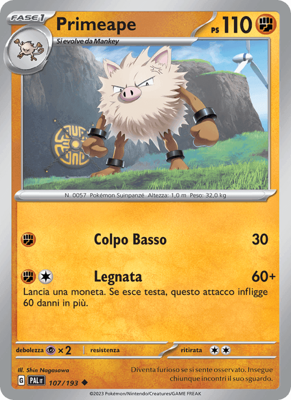 Primeape, carta 107 di Evoluzioni a Paldea