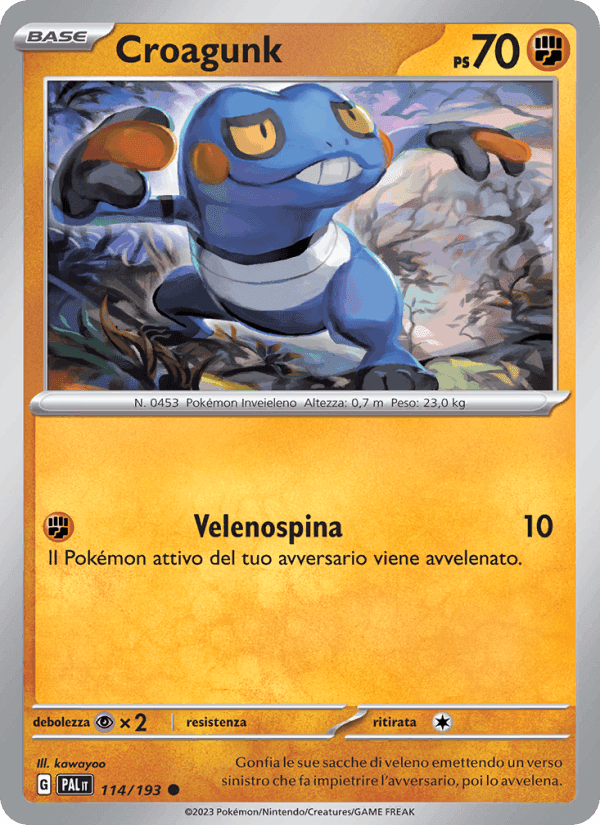 Croagunk, carta 114 di Evoluzioni a Paldea