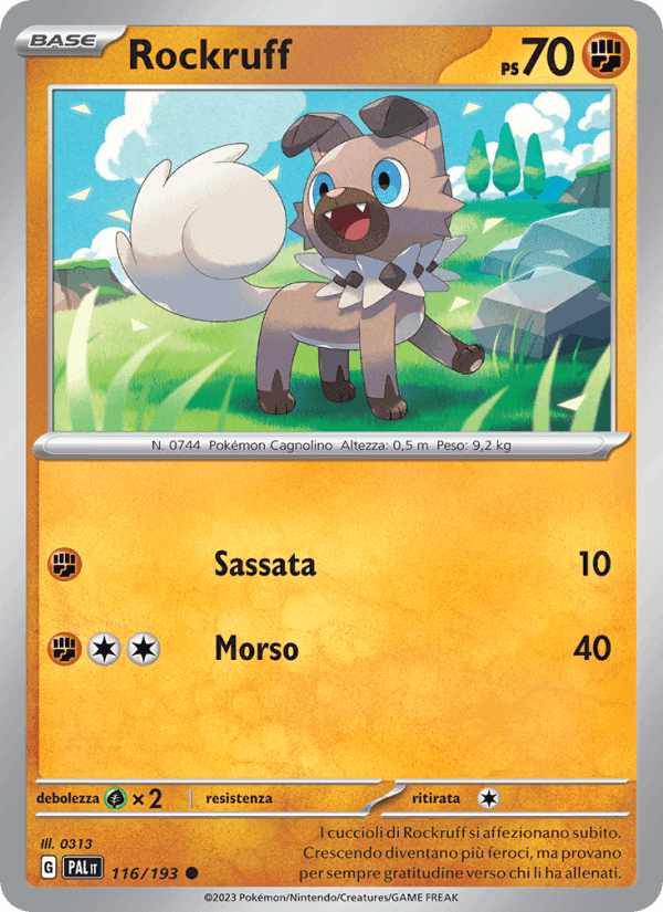 Rockruff, carta 116 di Evoluzioni a Paldea