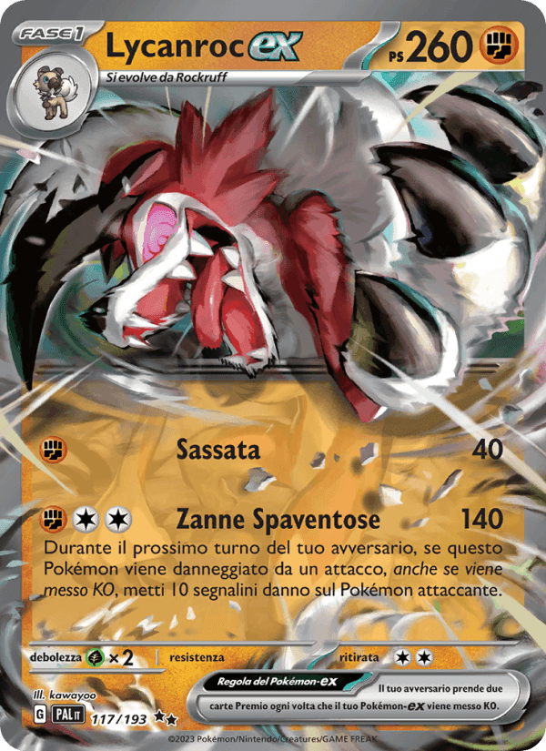 Lycanroc-ex, carta 117 di Evoluzioni a Paldea