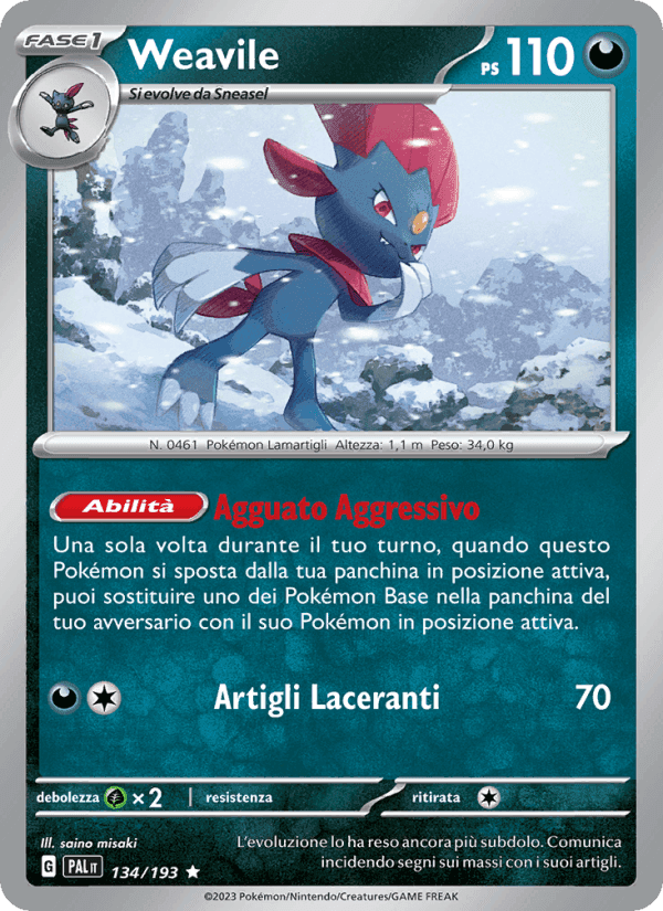 Weavile, carta 134 di Evoluzioni a Paldea