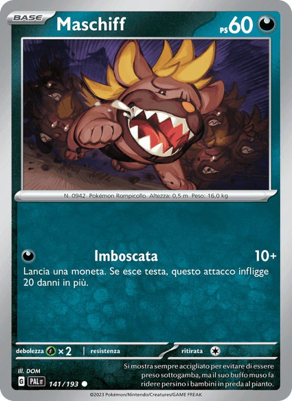 Maschiff, carta 141 de Evoluzioni a Paldea