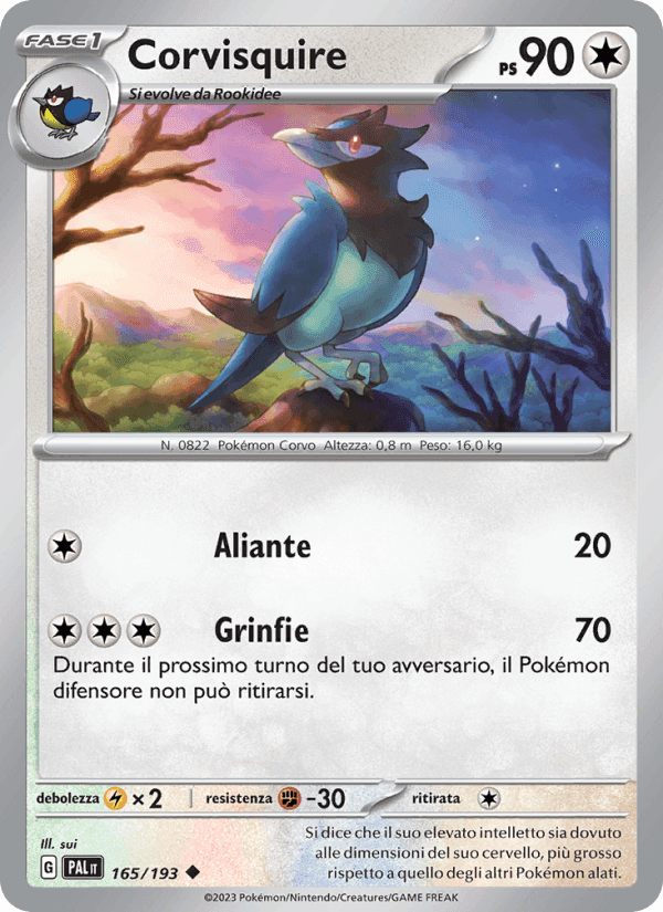 Corvisquire, card 165 from Evoluzioni a Paldea