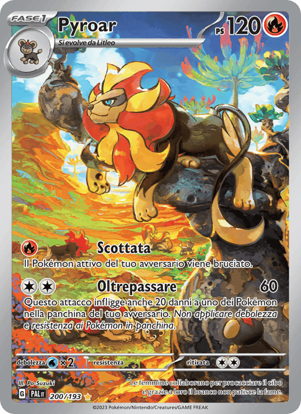 Pyroar, carta 200 di Evoluzioni a Paldea