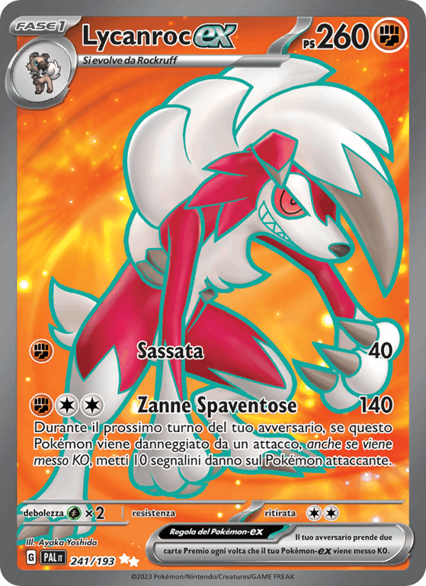 Lycanroc-ex, carta 241 di Evoluzioni a Paldea