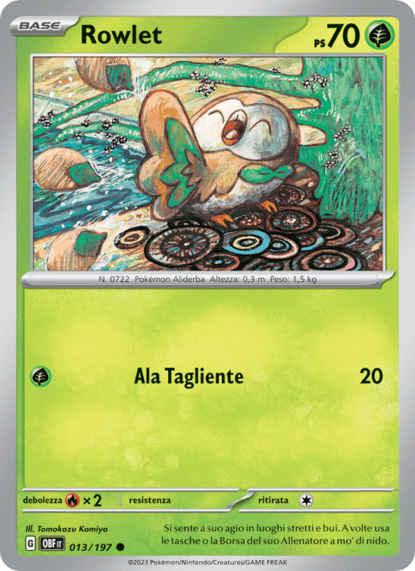 Rowlet, carta 013 de Ossidiana Infuocata