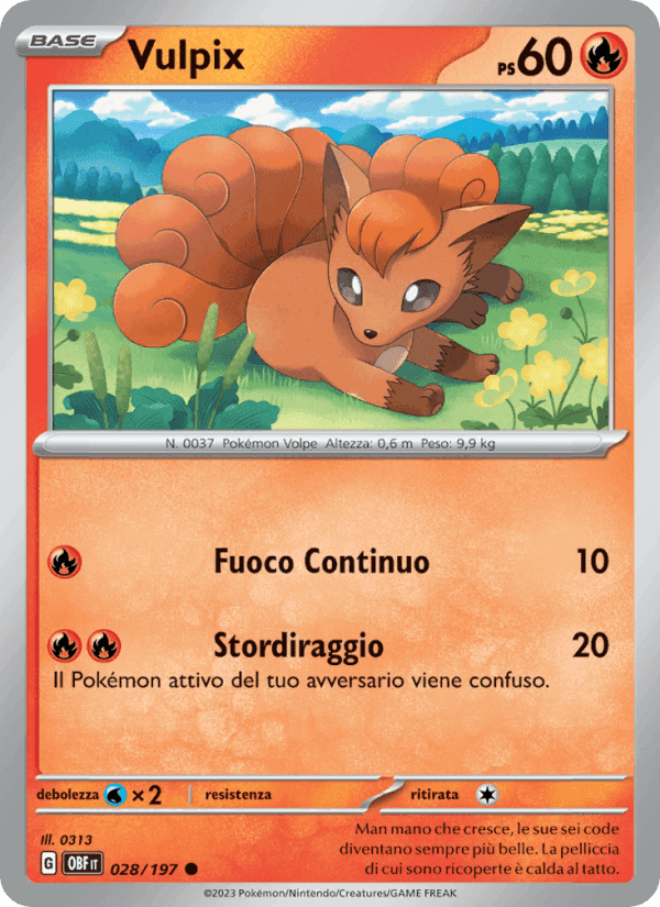 Vulpix, carta 028 di Ossidiana Infuocata