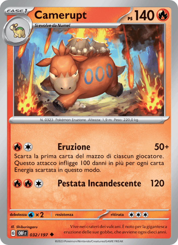 Camerupt, carta 032 di Ossidiana Infuocata
