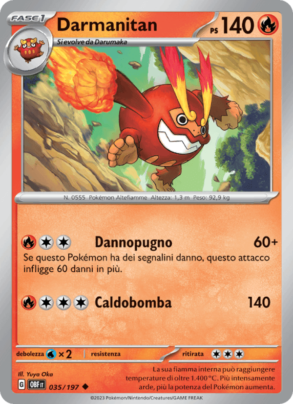 Darmanitan, carta 035 di Ossidiana Infuocata