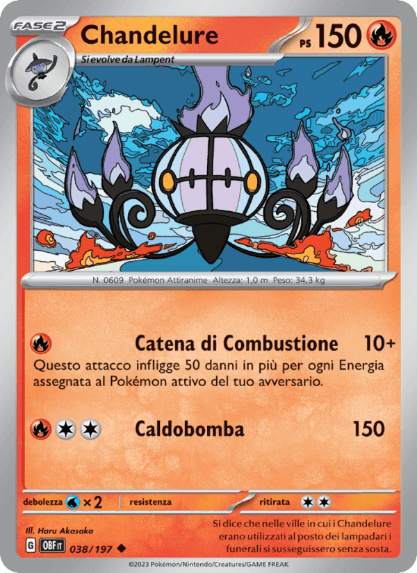 Chandelure, carta 038 di Ossidiana Infuocata