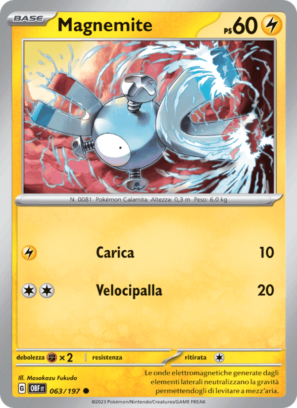 Magnemite, carta 063 de Ossidiana Infuocata