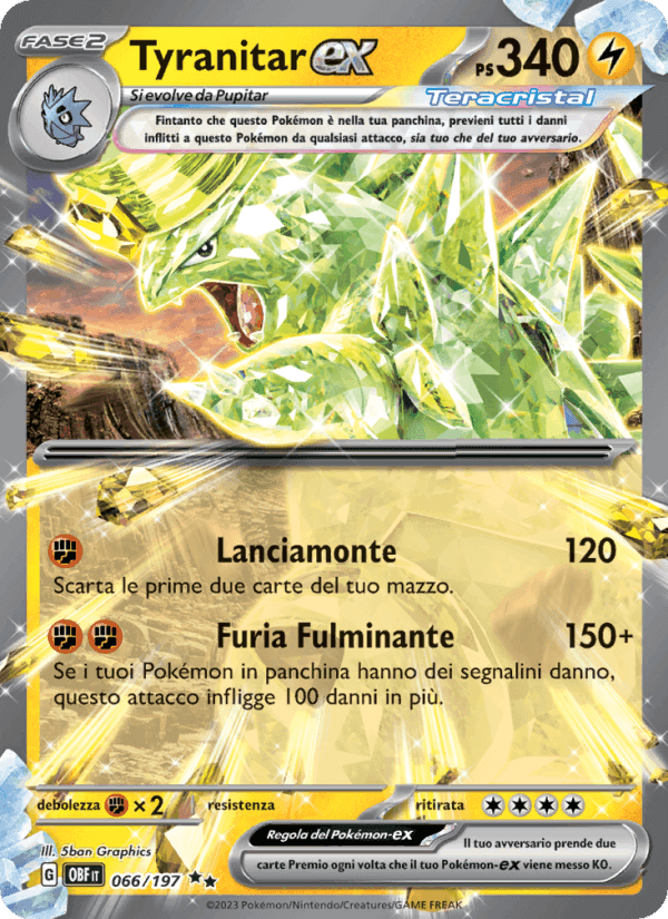 Tyranitar-ex, card 066 from Ossidiana Infuocata
