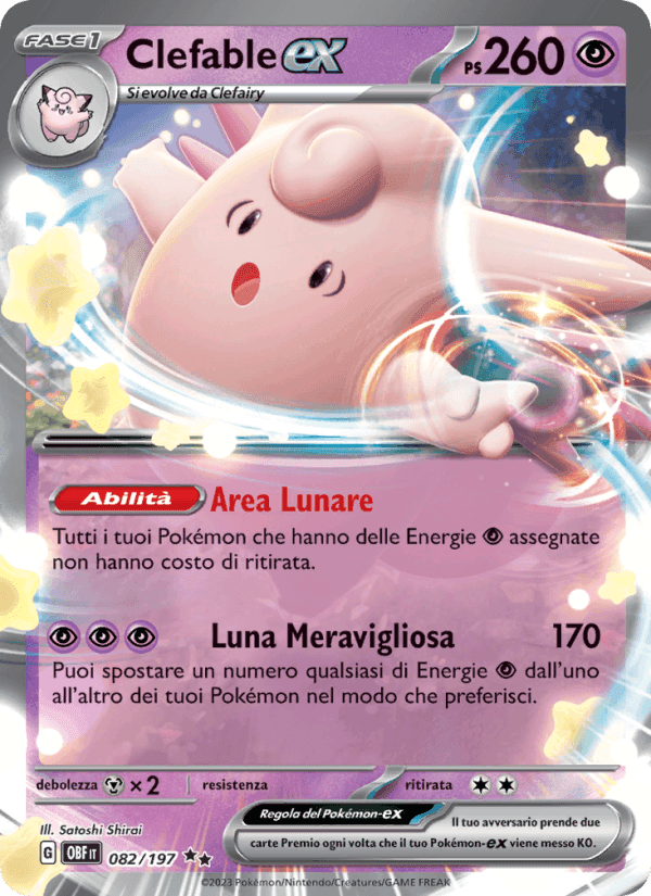 Clefable-ex, carte 082 de Ossidiana Infuocata