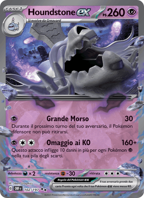 Houndstone-ex, carta 102 di Ossidiana Infuocata