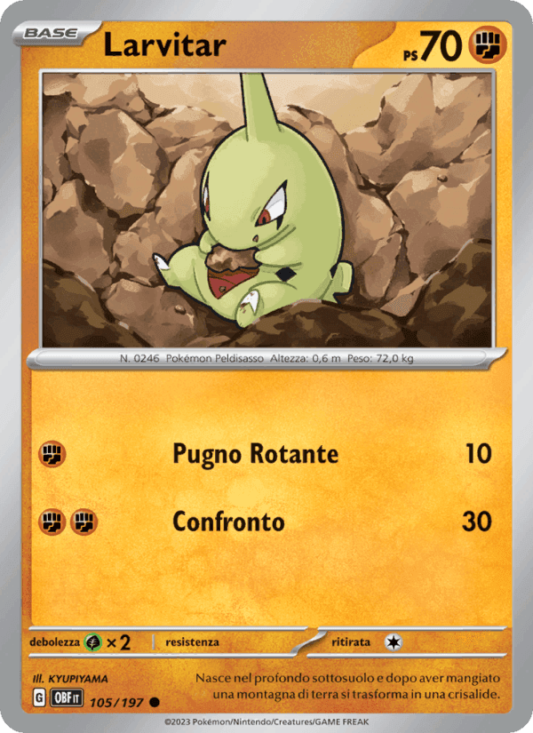Larvitar, carta 105 di Ossidiana Infuocata
