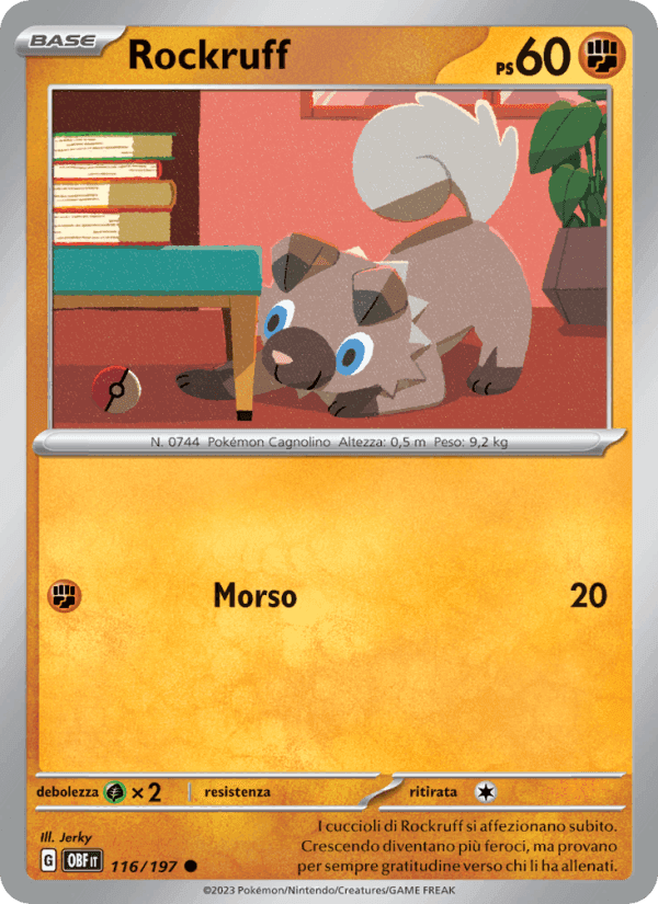 Rockruff, carta 116 di Ossidiana Infuocata