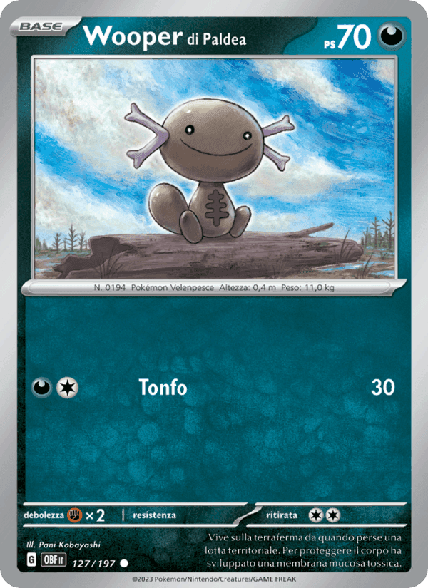 Wooper di Paldea, carte 127 de Ossidiana Infuocata