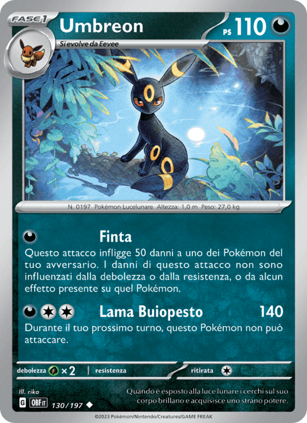 Umbreon, carte 130 de Ossidiana Infuocata