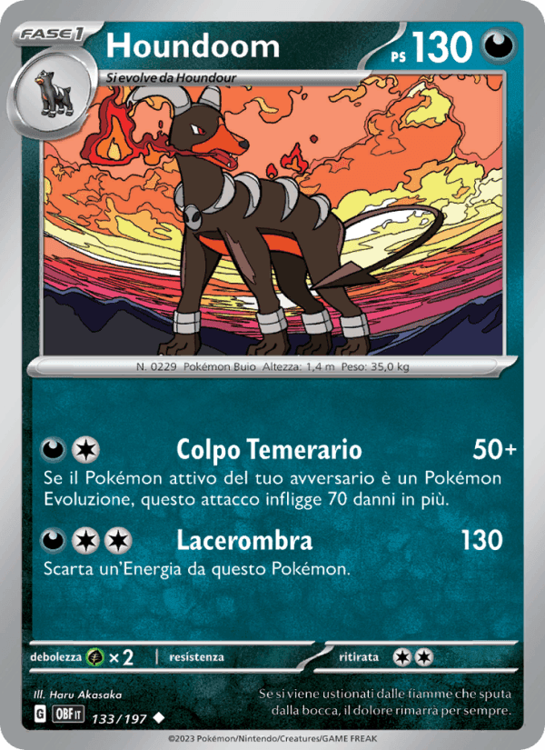 Houndoom, card 133 from Ossidiana Infuocata
