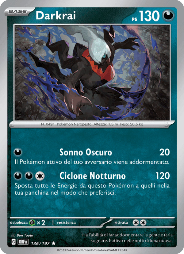 Darkrai, carta 136 di Ossidiana Infuocata