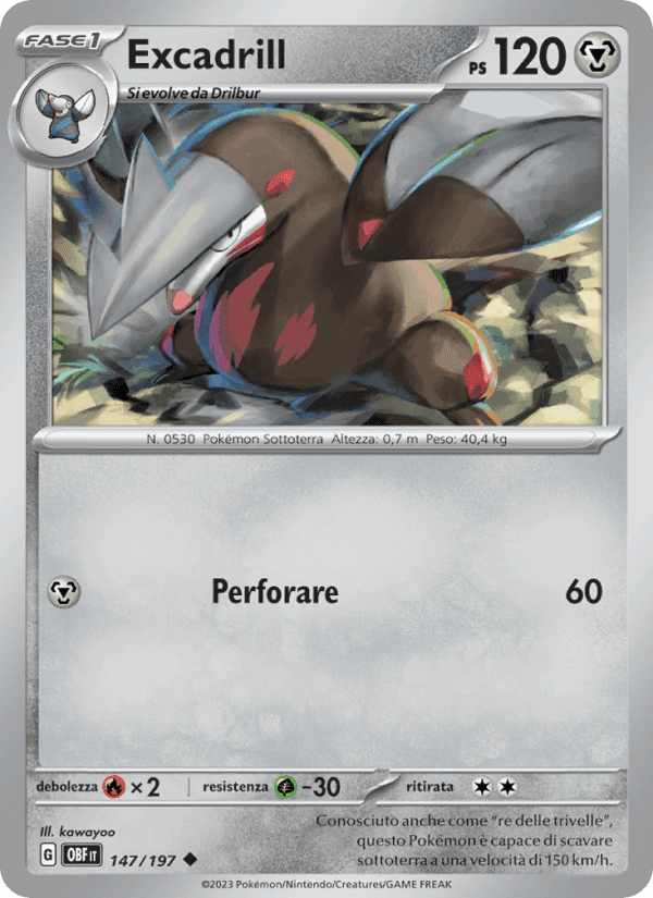 Excadrill, card 147 from Ossidiana Infuocata