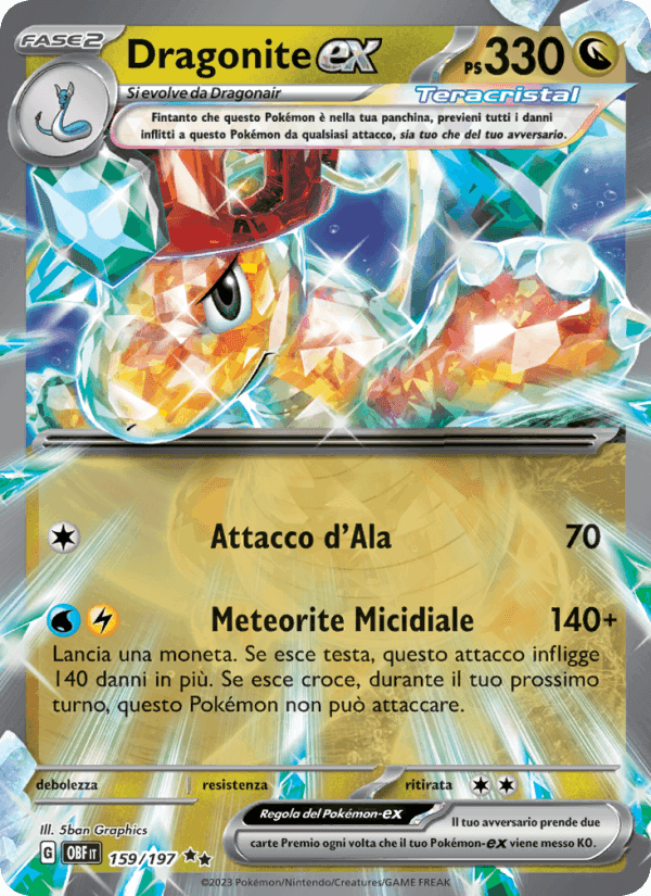 Dragonite-ex, carta 159 di Ossidiana Infuocata