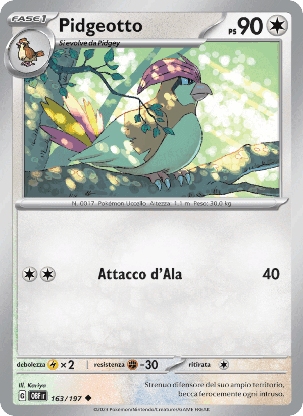 Pidgeotto, carta 163 di Ossidiana Infuocata